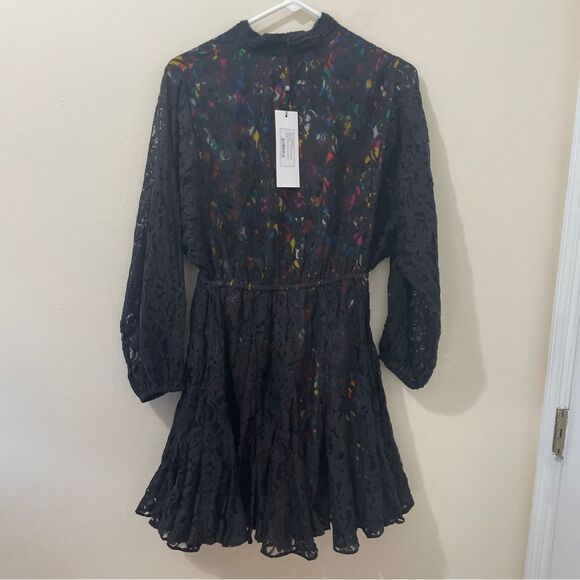 Rhode Caroline Lace Mini Dress Micro Black With Colorful Lining Rainbow XS NWT - Picture 10 of 13